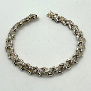Vintage Ross-Simons Tennis Bracelet 925 Sterling Silver Gold Vermeil 7.5" 20g